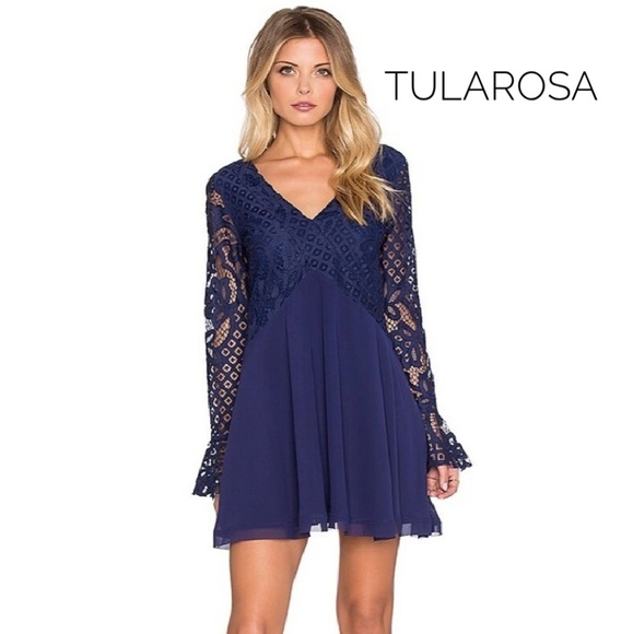 Tularosa Dresses & Skirts - Tularosa Skylar Navy skater lace dress